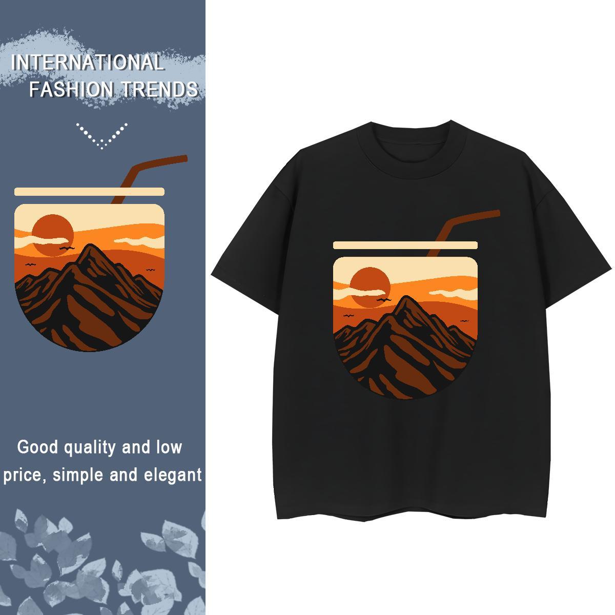 Fashion New Women Tees Sports Street Wear Comfortable Tops Tees Designer 100% Cotton 230g mountains Customized Print T-Shirts for Women