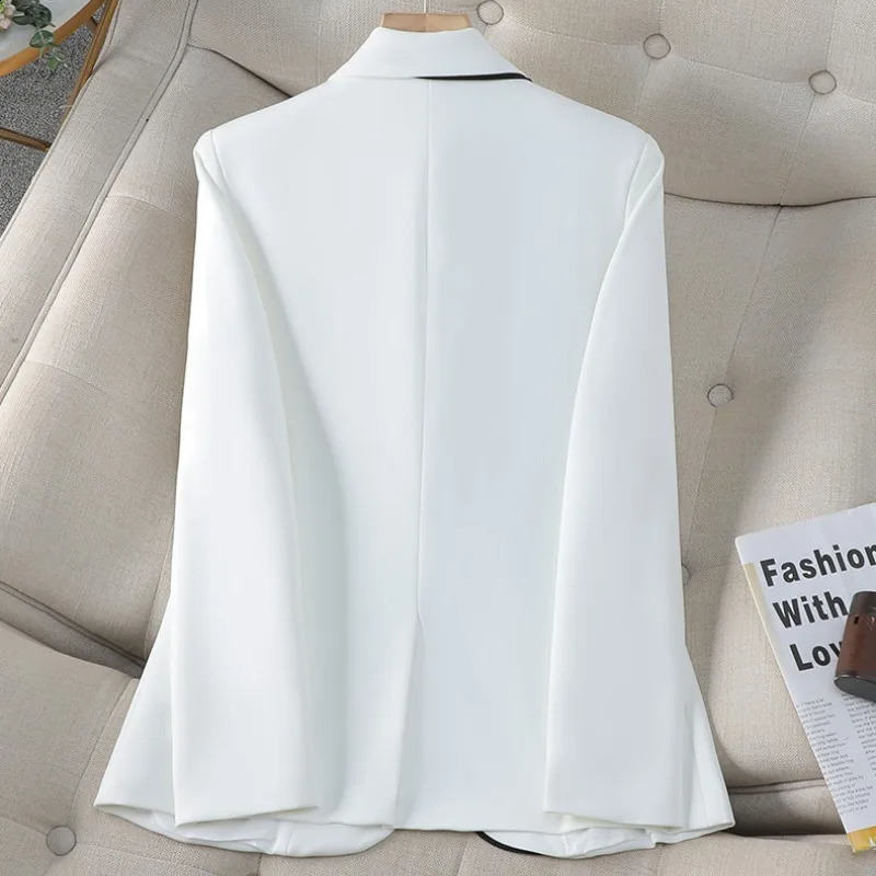 y white womens jacket slim fit set fashionable temperature formal elegant workwear Western style 240819