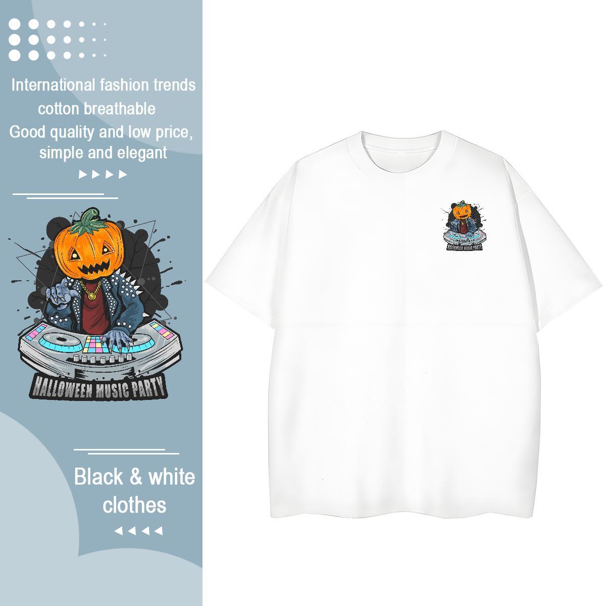 New Men Tees pumpkin Sports Casual 230g Cotton Clothings Short Sleeve Soft Wholesale T-Shirts for Men Plus Size Cartoon