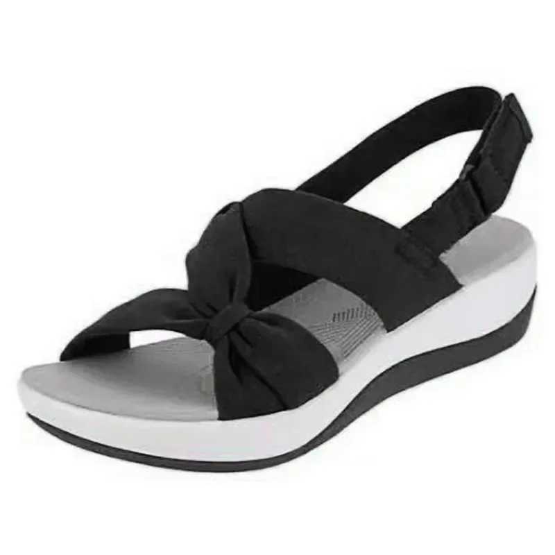 Women Sandals 2024 Summer Closed Toe Roman Women Bow Platform Wedges Sandals Women Sandals Plus Size 42 CL240806