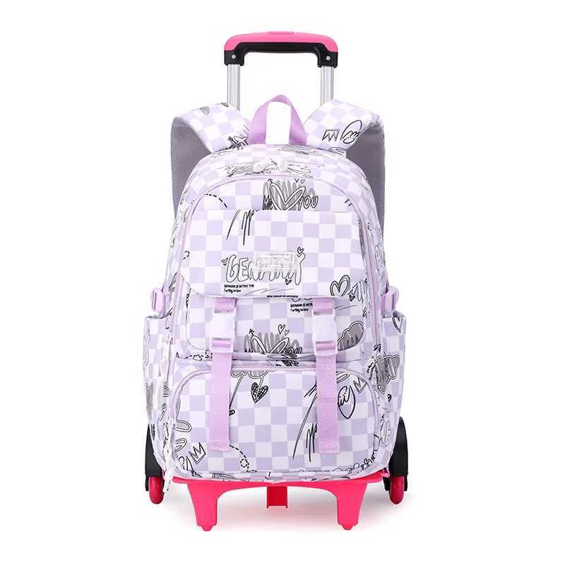 Kids School Backpack with Wheels Rolling Backpack for Girls Student Wheeled Backpack Trolley School Bag Travel Trolley Luggage Y240820