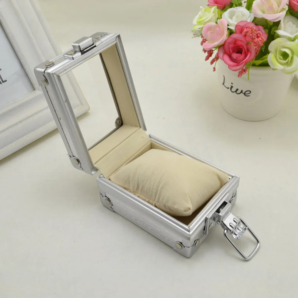 Vintage single case transparent Lid watch display box jewelry stand bracelet organizer mens gift 240812