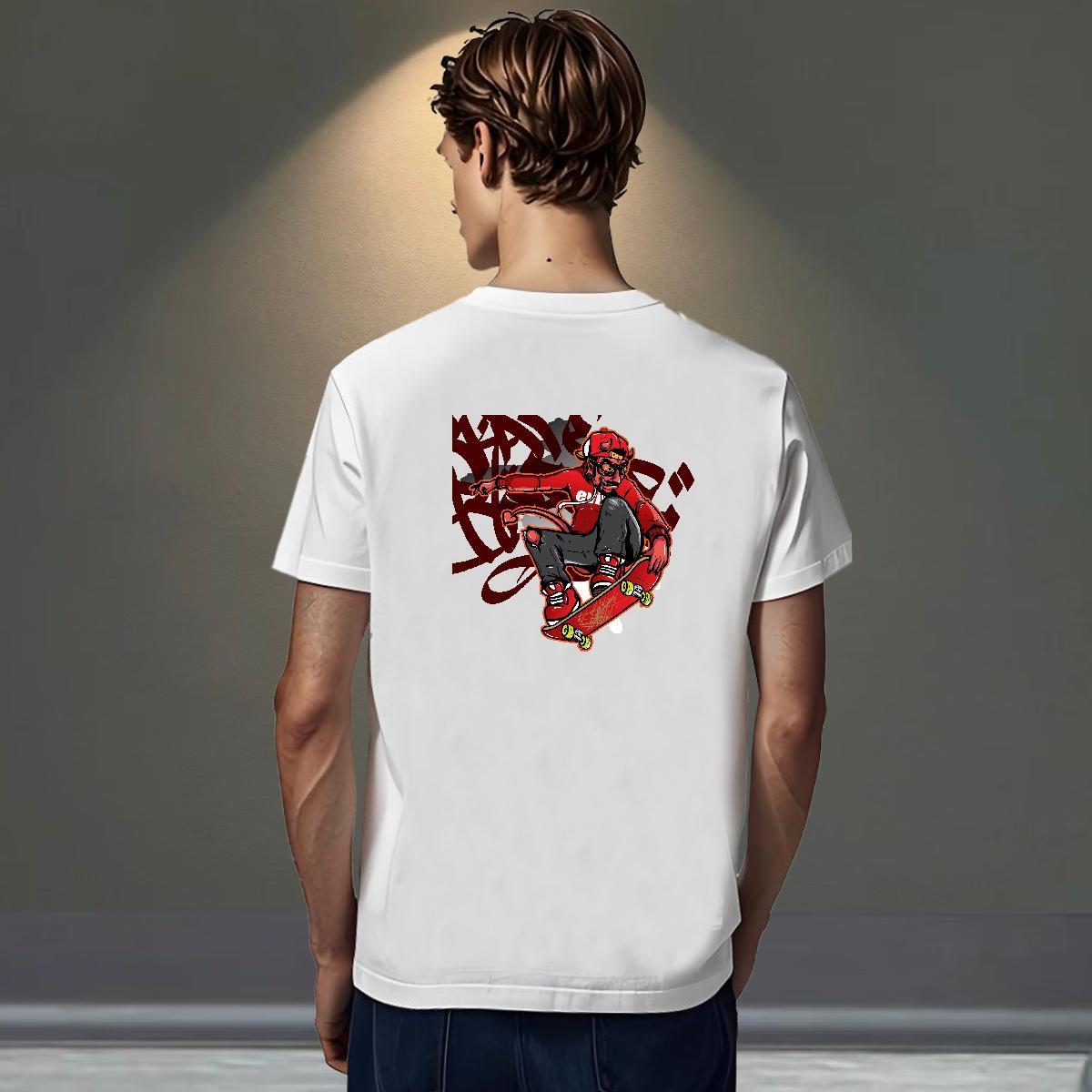Unisex Mens Tshirts Sports Casual 230g Cotton Black Oversized Round Neck Short Sleeve skateboarding T-Shirts for Men 2024 New Polos