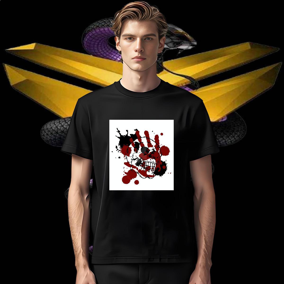 Man T Shirts 230g Pure Cotton skull Casual Short Sleeve Soft Cartoon Printing L-4XL Men Tshirts Casual New Free Shipping Wear