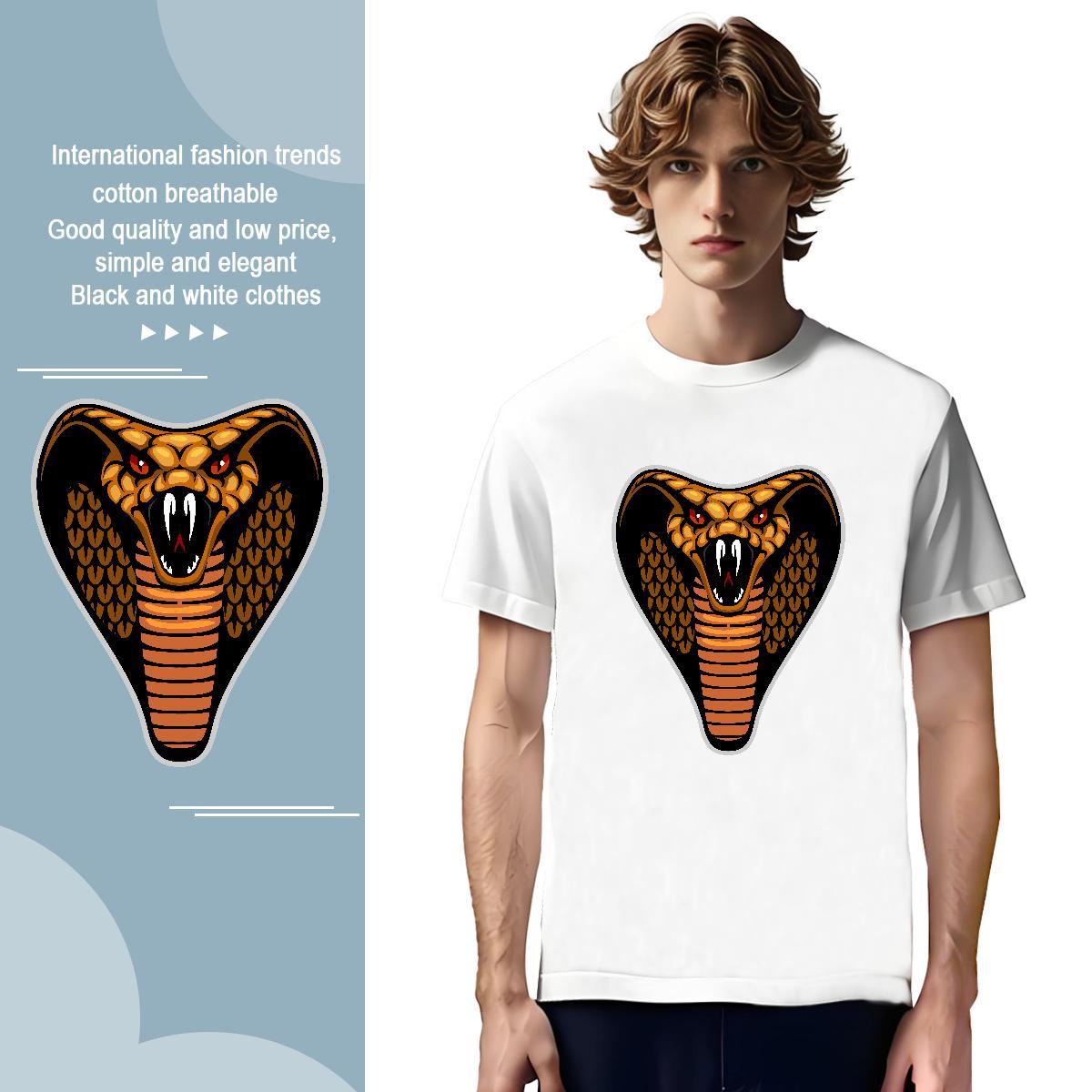 Soft T Shirt For Man cobra O Neck Short Sleeves Outdoor Custom Anime 230g Pure Cotton Tshirt for Man Woman Brand Tops Tees