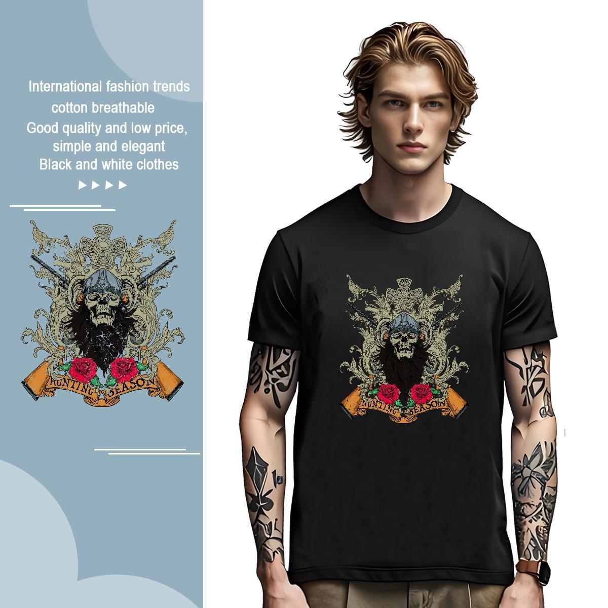 Cool Design T Shirt For Man flower Breathable Crew Neck Summer Casual Custom Big Size 100% Cotton 230g Tshirts Casual New Polos