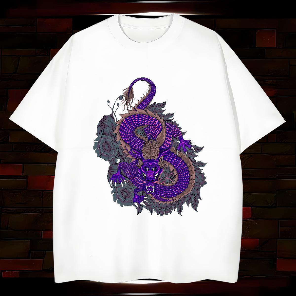 Men T Shirts 100% Cotton 230g dragon Daily Outfit Breathable Short Sleeve DIY Men Tshirts 2024 Comfortable Top Tees