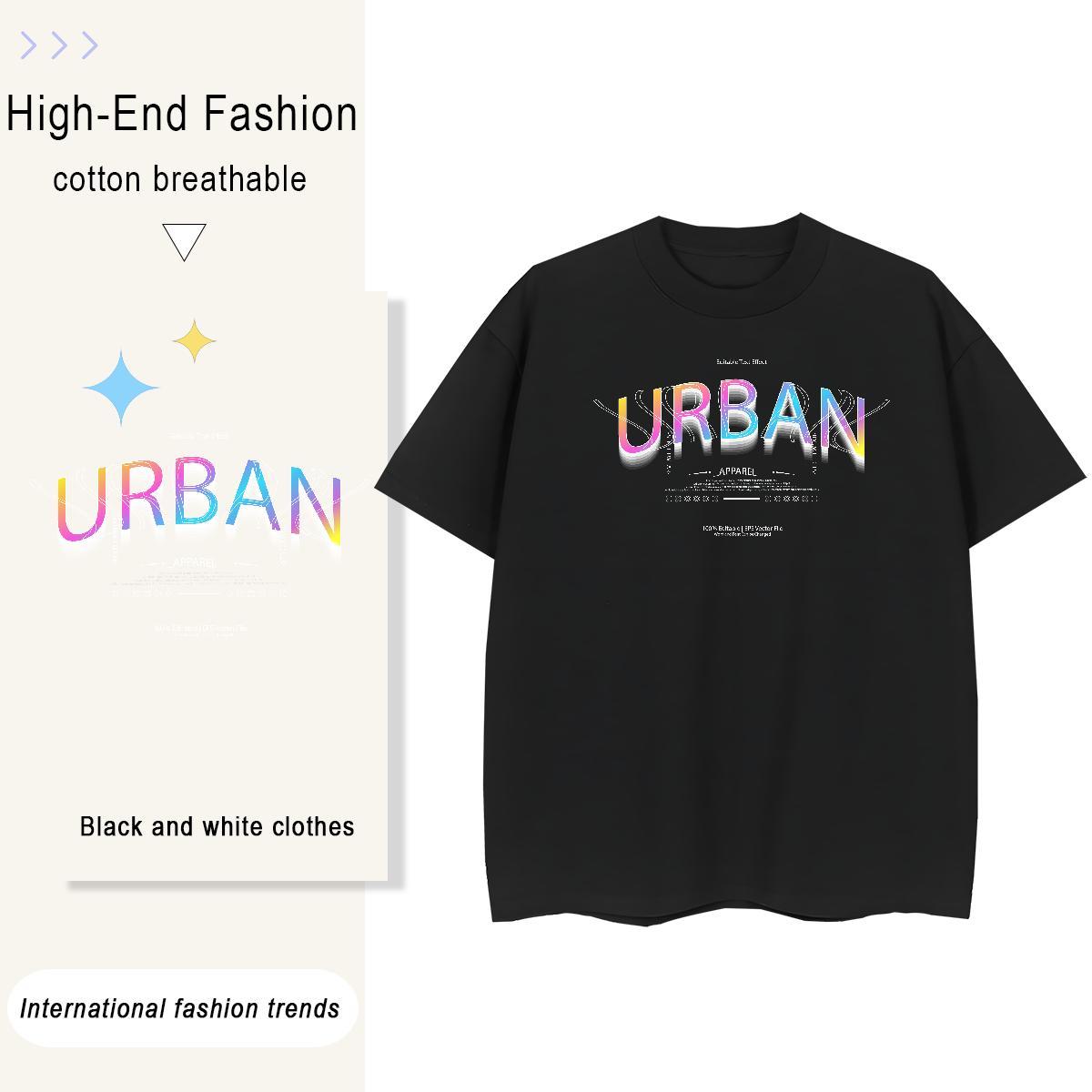 Loose Fit URBAN 230g Pure Cotton Men Tshirts Casual Breathable Short Sleeve T Shirt For Man 2024 New Plus Size Custom Tees