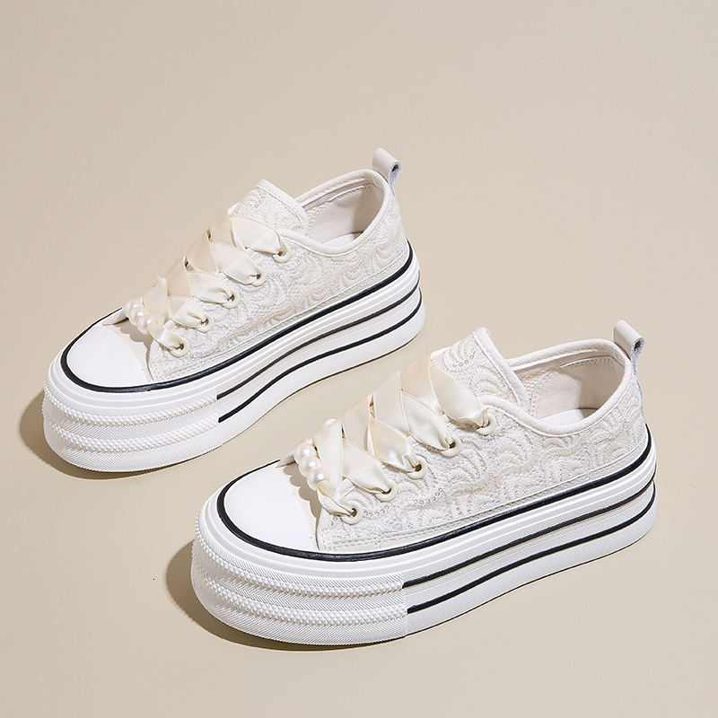 Ddmysports Canvas Women S Summer New Student Korean Edition Instagram Versatile Thick Sole Board Lace Casual Shoes BR OUTDOOR