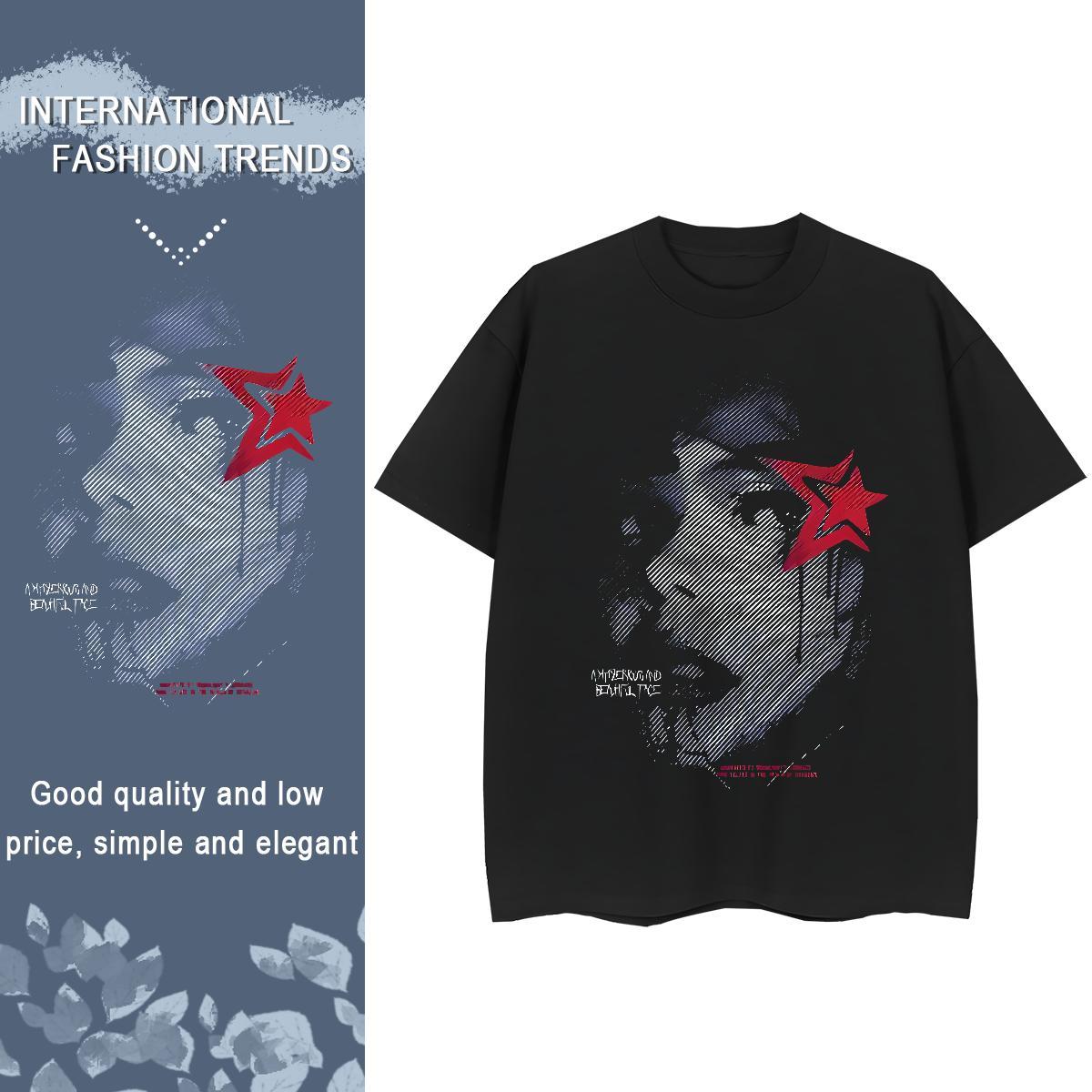 Designer star Men Tops Tees 230g Cotton Mens T Shirts Graphic Sport O-Neck Short Sleeve Cool Design Top Tees
