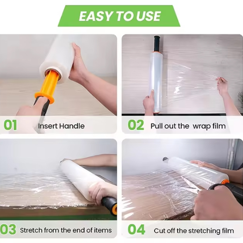 Single pack 38 cm wide by 305 m long elasticated clear adsorbent durable for mobile heavy duty shrink wrap packaging for packing furniture