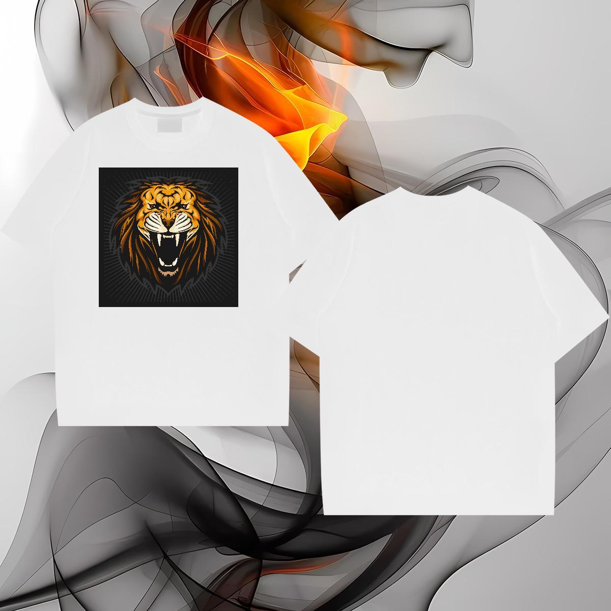 Classic Casual Men Tshirts lion Street wear Hip Hop 230g Pure Cotton Clothings Breathable Short Sleeve Wholesale Mens T Shirts Plus Size Custom