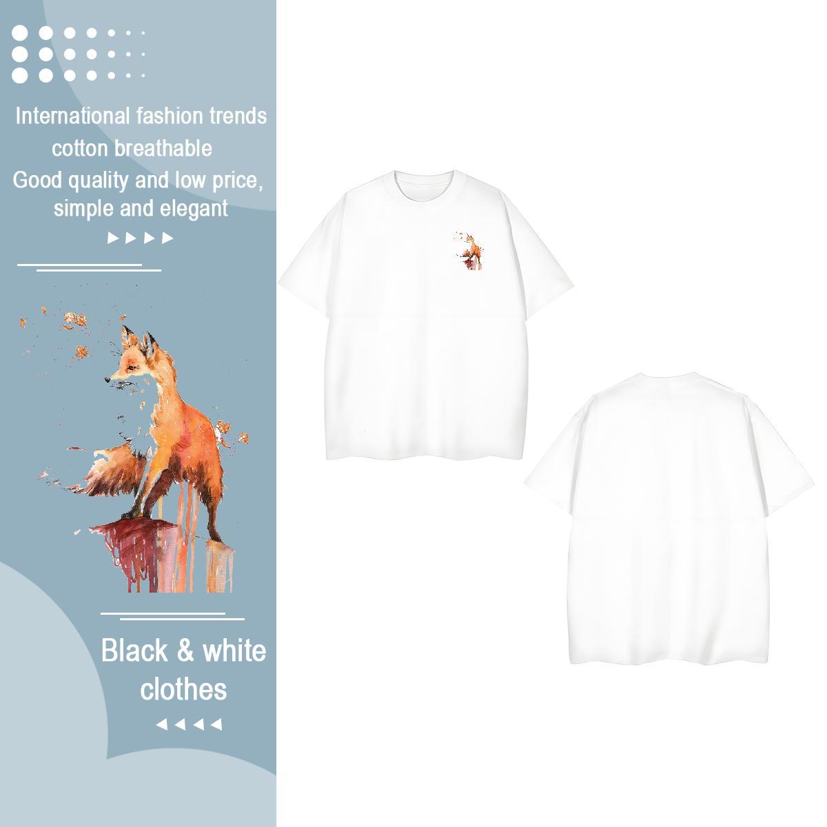 Fashion Designer Tshirts fox Outdoor 230g Cotton Tops O-Neck Short Sleeve Wholesale Mens T Shirts Floral Print