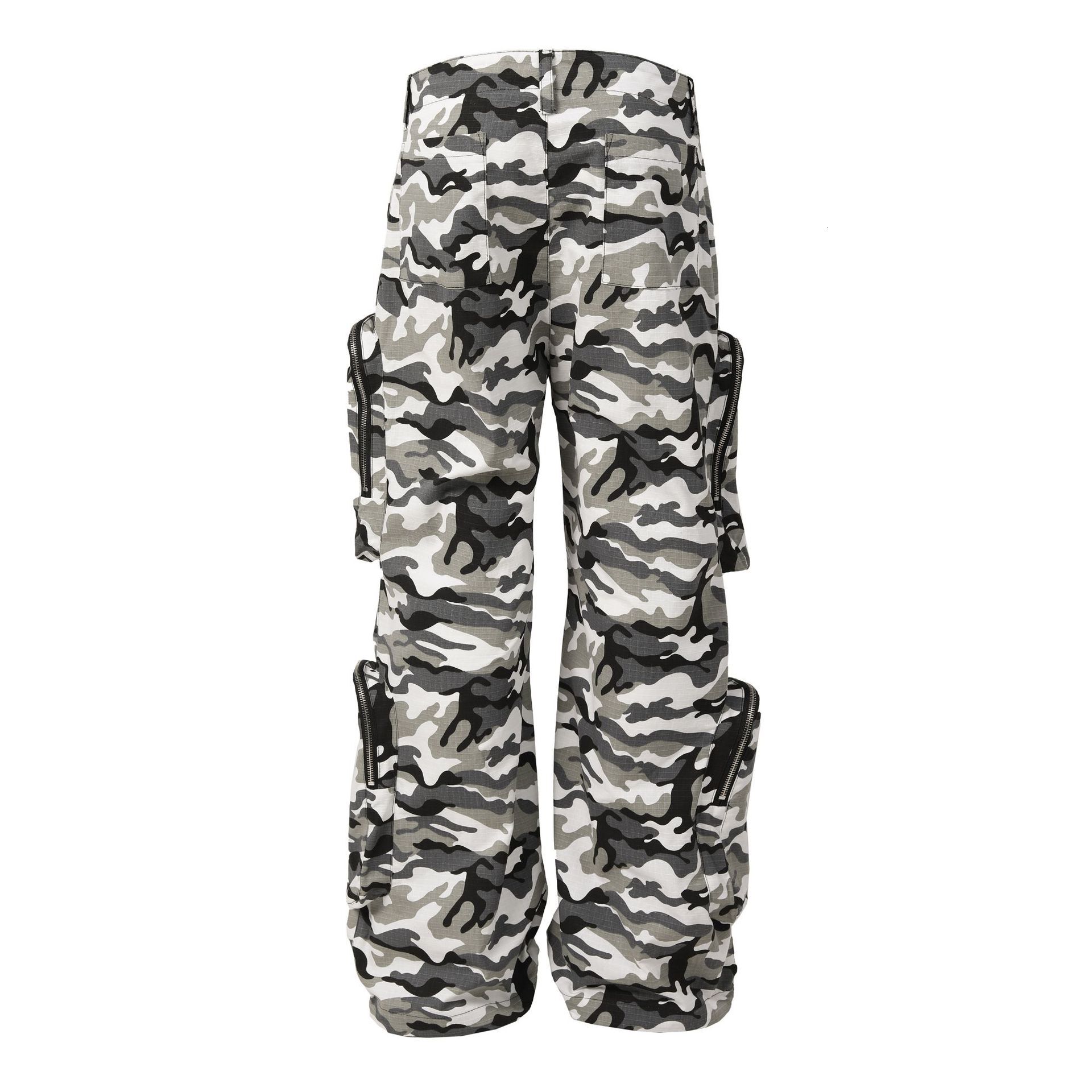 New American Snow Camouflage Amikage Multi Pocket Design Casual Wide Leg Workwear Pants