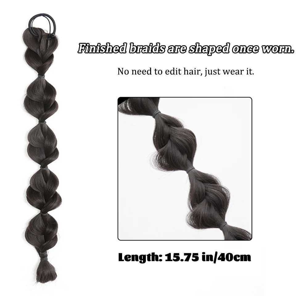 LM Synthetic Bubble Twisted Ponytail High Elasticity Wig Female Hair Side Natural Lantern Braid Black House Tail Hair W240817