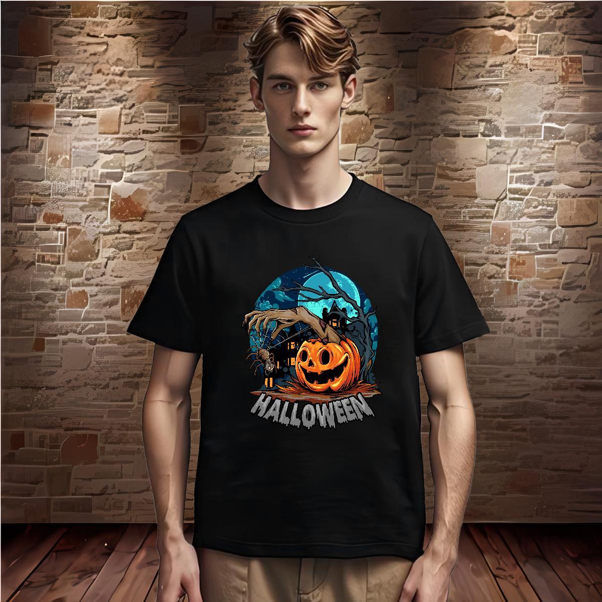 Fashion Casual Men Tshirts halloween Hip Hop Street 230g 100% Cotton Tops Shirt Breathable Soft Brand T shirt Floral Print