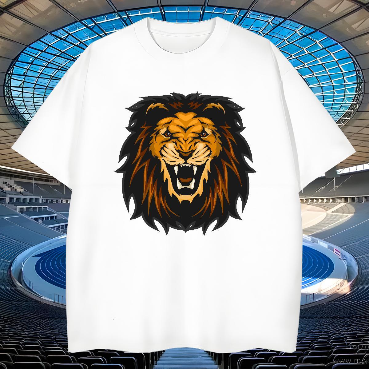 Soft T shirt lion O Neck Short Sleeves Street Cartoon Print 230g 100% Cotton Tshirt for Man Woman Fashion Designer Tee Shirt