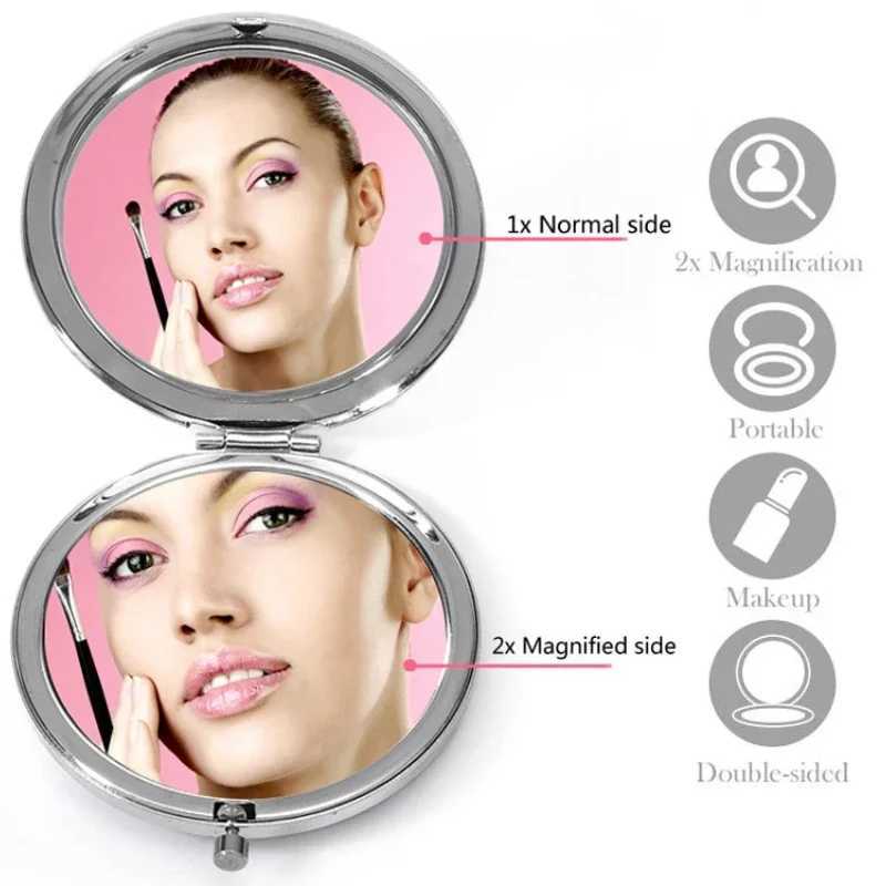 Mini Pocket Cosmetic Makeup Mirror Pearl Crystal Flower Foldable Magnifying Compact Mirror Party Favors Christmas Gift Y240819
