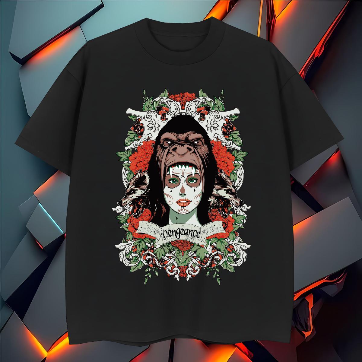 T Shirts Men 230g Cotton orangutan Beach Crew Neck Custom Print Oversized Tshirt for Man Woman New Cool Wear