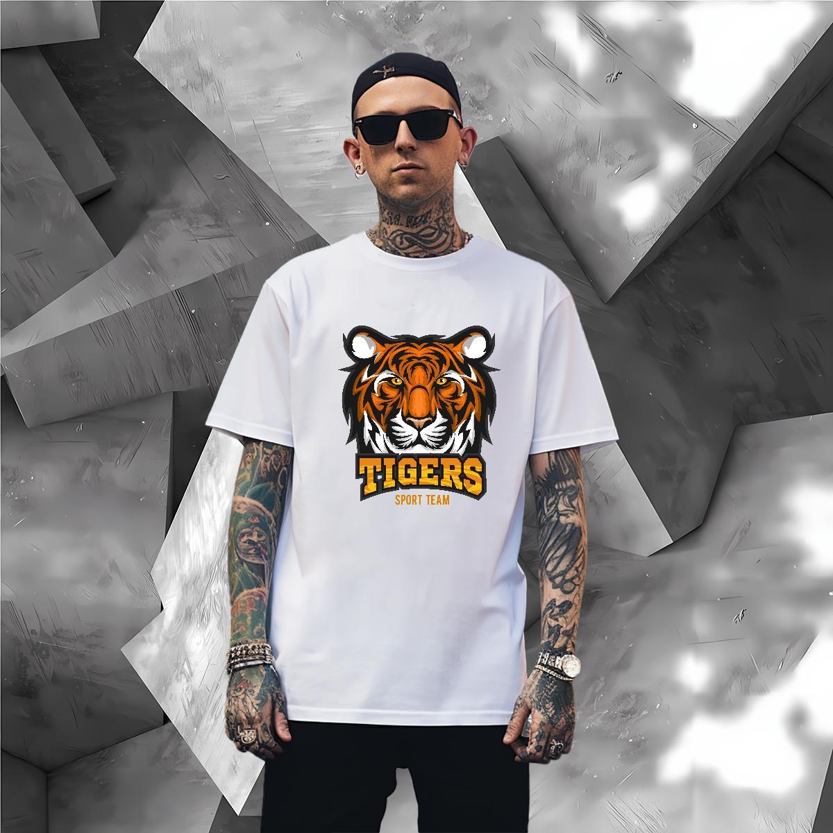 TOP Quality T-Shirts tiger Breathable Crew Neck Hip Hop Customized 230g Pure Cotton Couples T Shirts 2024 Tops