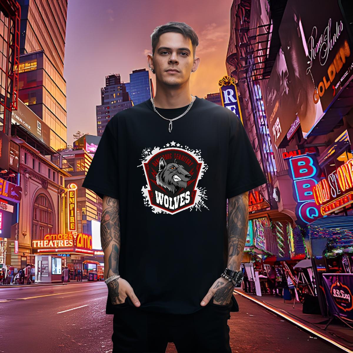 Unisex Men T Shirts wolf Pure Cotton Home Outdoor DIY 100% Cotton 230g Men Clothes T-Shirt Free Shipping Tops Shirt