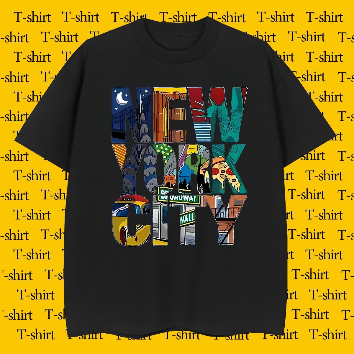 Popular New York T Shirts Men High Street Hip Hop Men Clothes T-Shirt 100% Cotton 230g 2024 New Pure Cotton DIY Printed Tops Shirt
