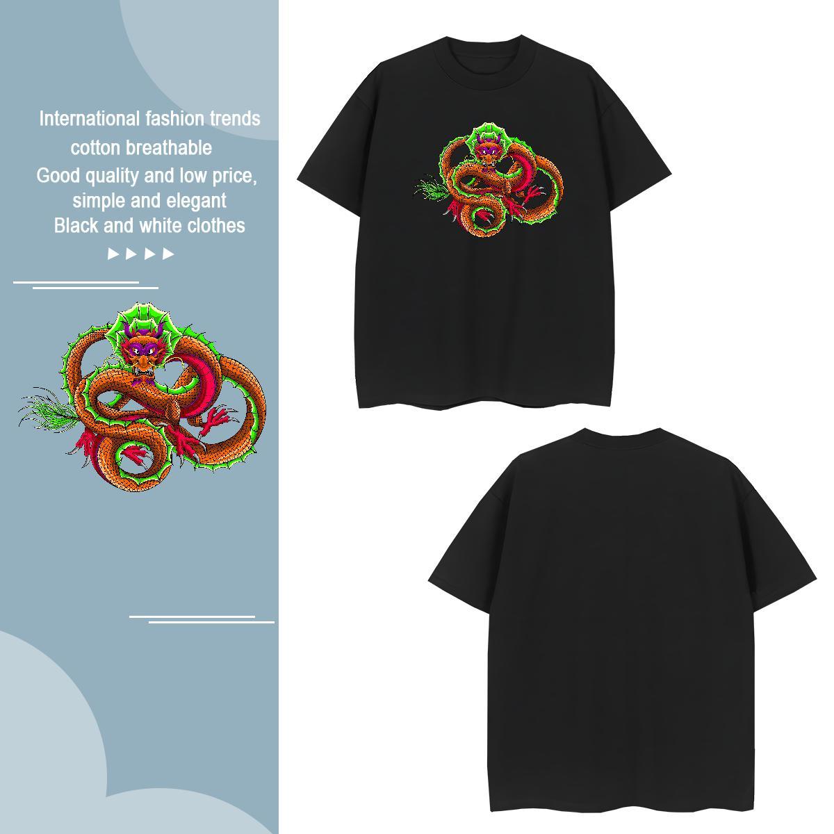 T Shirt For Man 230g Pure Cotton ferocity Daily Wear Short Sleeve O-Neck Custom Print Plus Size Tshirts New High Quality Tops