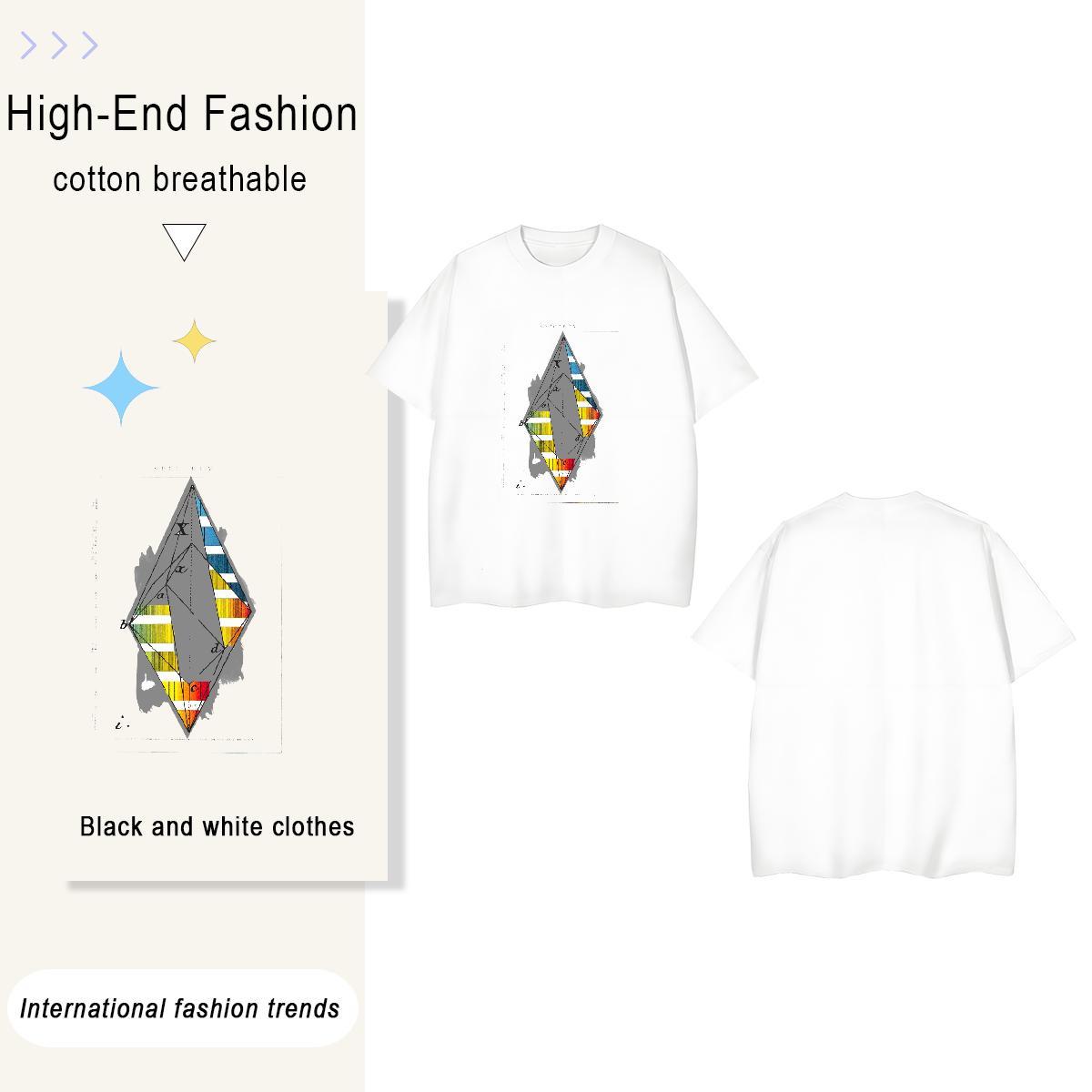 High Quality math 230g Pure Cotton Mens Tshirts High Street Hip Hop Short Sleeve O-Neck Man T Shirts Designer DIY Logo Oversized Tees