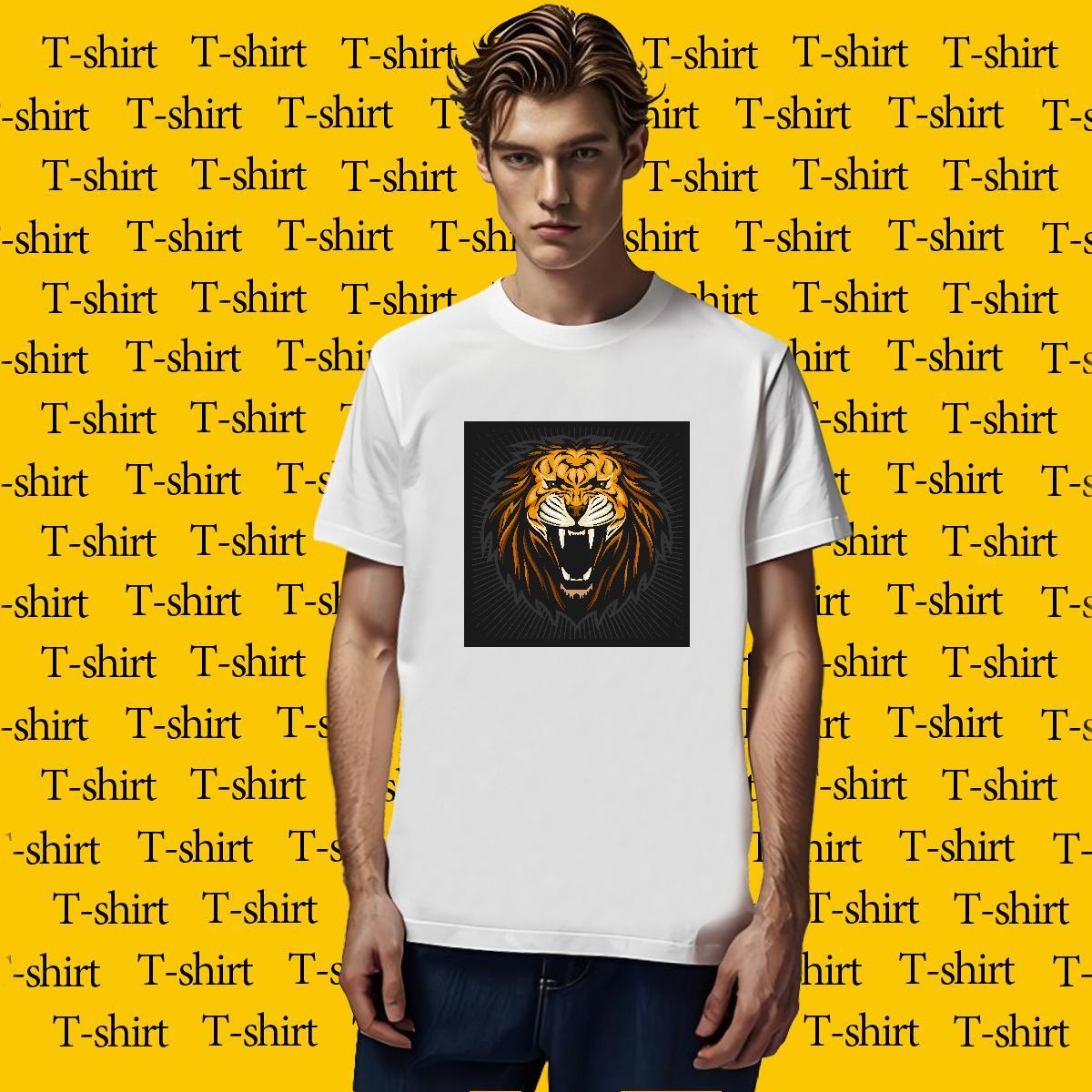 T Shirts Men 230g Pure Cotton lion Street Casual Crew Neck Breathable Oversized Men Tops Tees Fashion Design Comfortable Tee Shirt