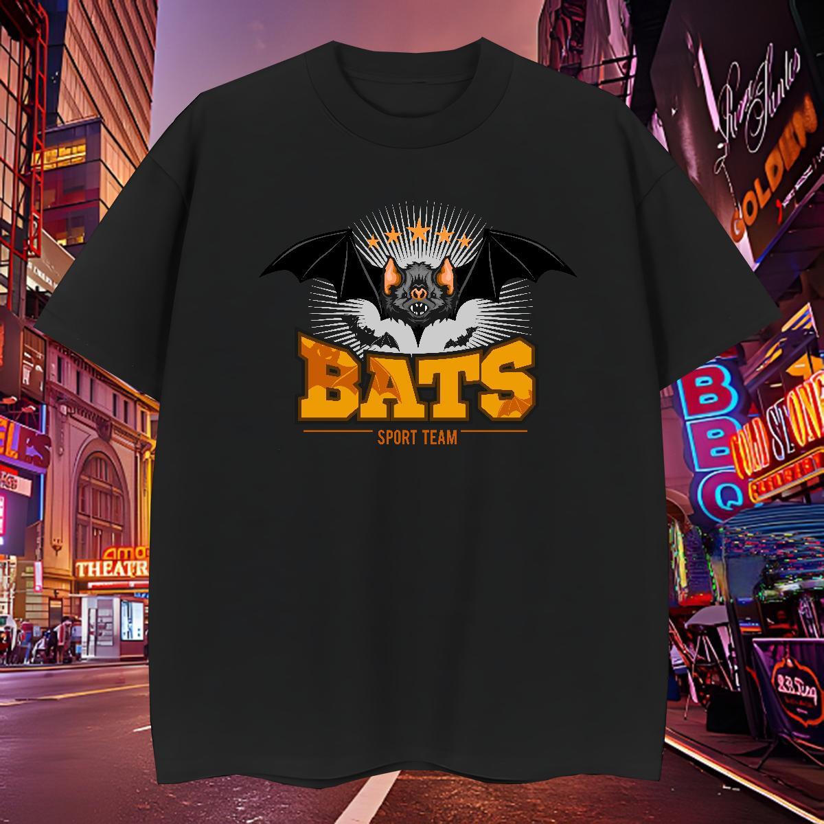 Cool Mens T Shirts bat O-Neck Short Sleeve Hip Hop Street White Plus Size 230g 100% Cotton Men Tops Tees Fashion New Clothings