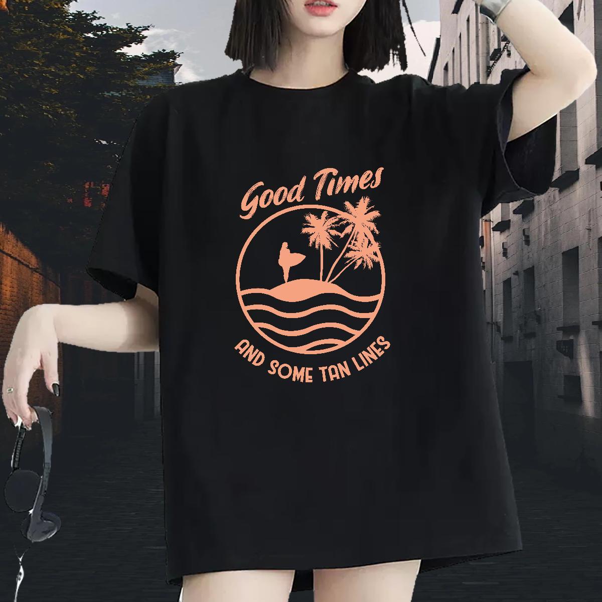 2024 Designer Womens Tshirts High Street Hip Hop Breathable Short Sleeve Tee Shirt Wholesale 230g Pure Cotton wave Custom Cartoon Womens T Shirts