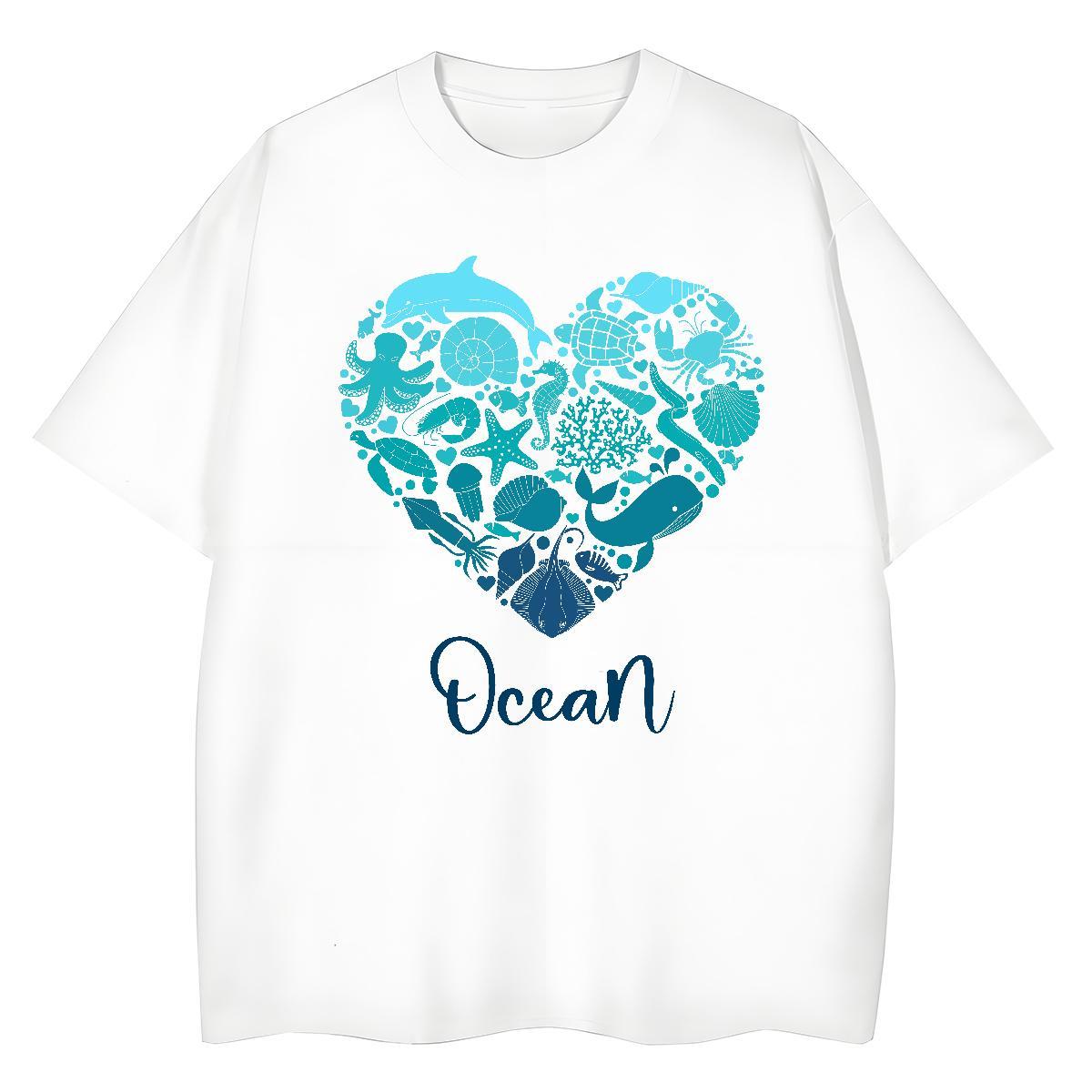Casual New Men Clothes T-Shirt fish Hip Hop 230g Cotton Tshirts Breathable Short Sleeve Soft Mens T Shirts DIY Logo Oversized