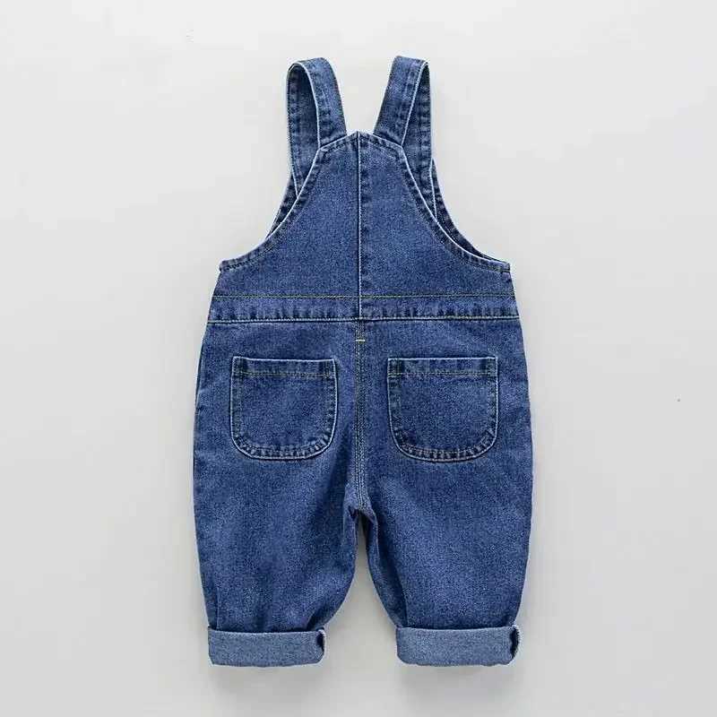 New baby girl boy Jean Overalls baby bib pocket denim workwear childrens casual jumpsuit 12m-7T W240806