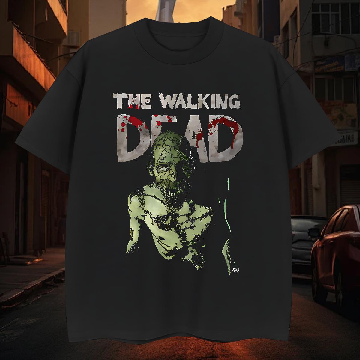 T Shirt For Man 100% Cotton 230g scary Street O-Neck Short Sleeve White Plus Size Men Tshirts Fashion Designer Wholesale Clothings