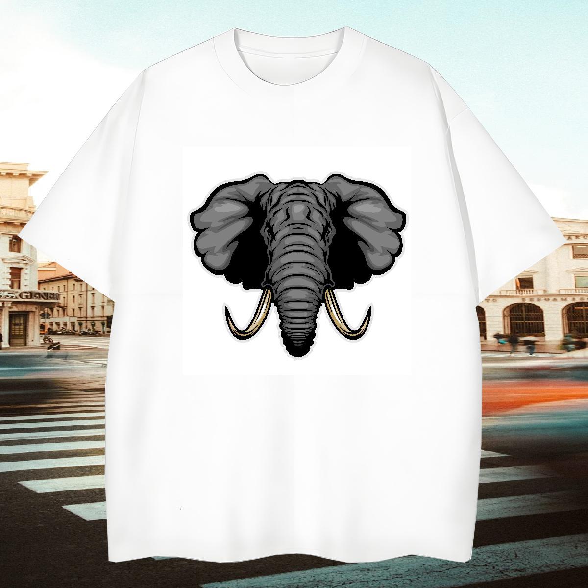 TOP Quality T-Shirts for Men elephant Short Sleeve O-Neck Street Graphic 230g Cotton Mens Tshirts Fashion Design Tees Shirts
