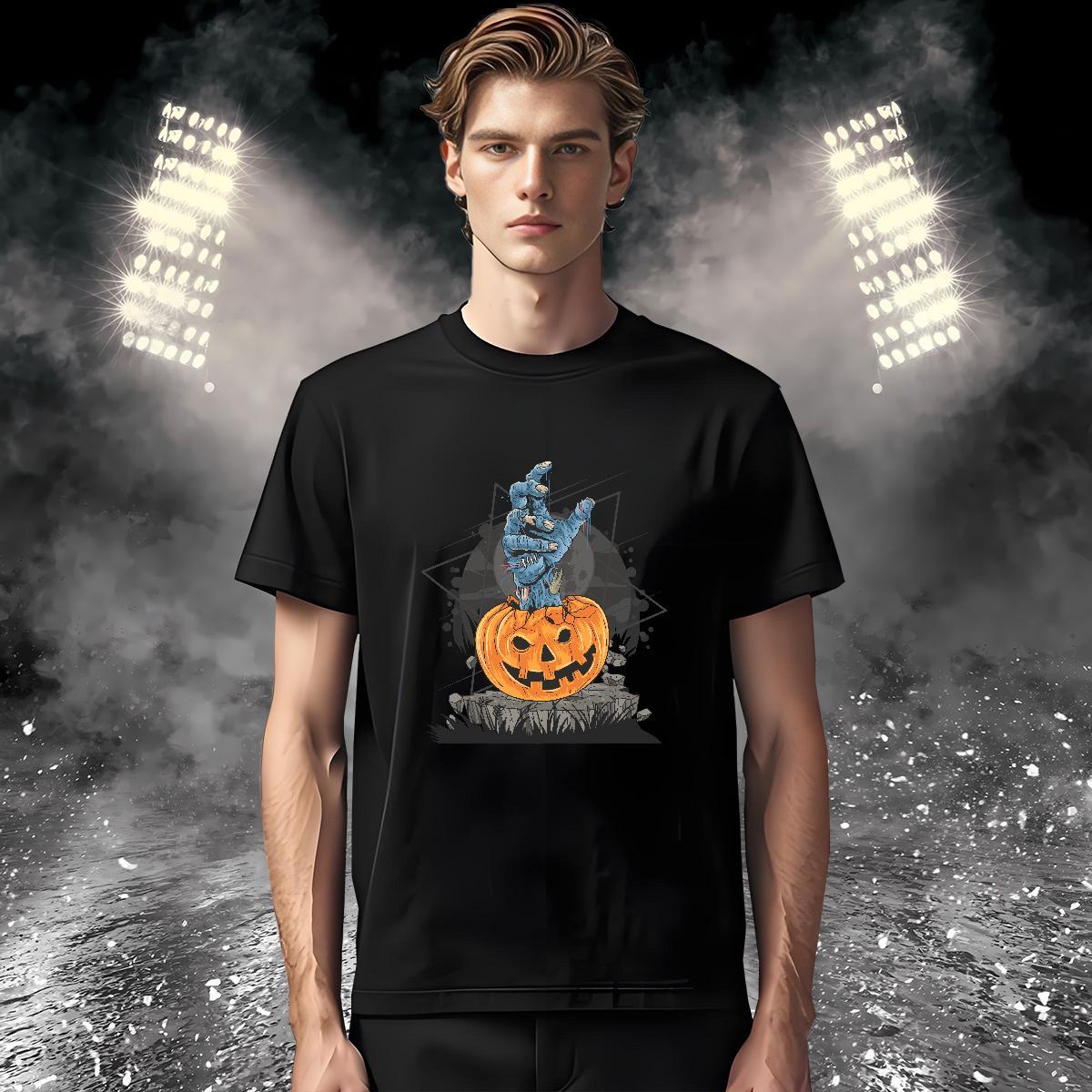 Fashion New Tshirts halloween Casual 230g Pure Cotton Tees Shirts Breathable Crew Neck Brand T Shirt For Man Anime