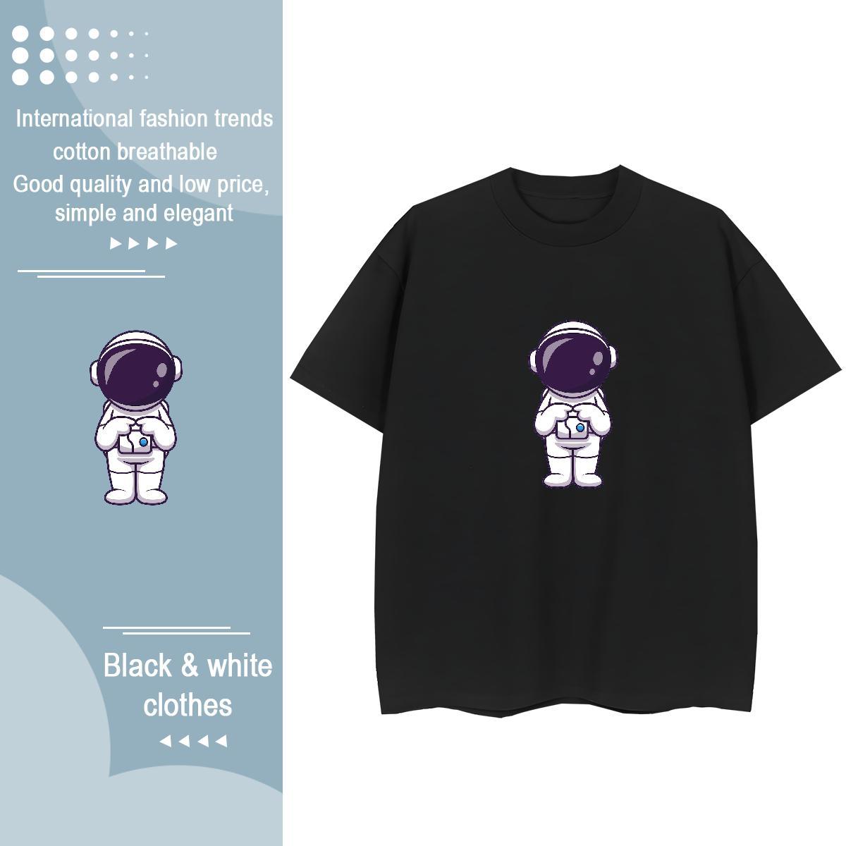 Classic Couples T Shirts Hip Hop O Neck Short Sleeves Polos Popular 100% Cotton 230g spaceman Plus Size Cartoon T-Shirts