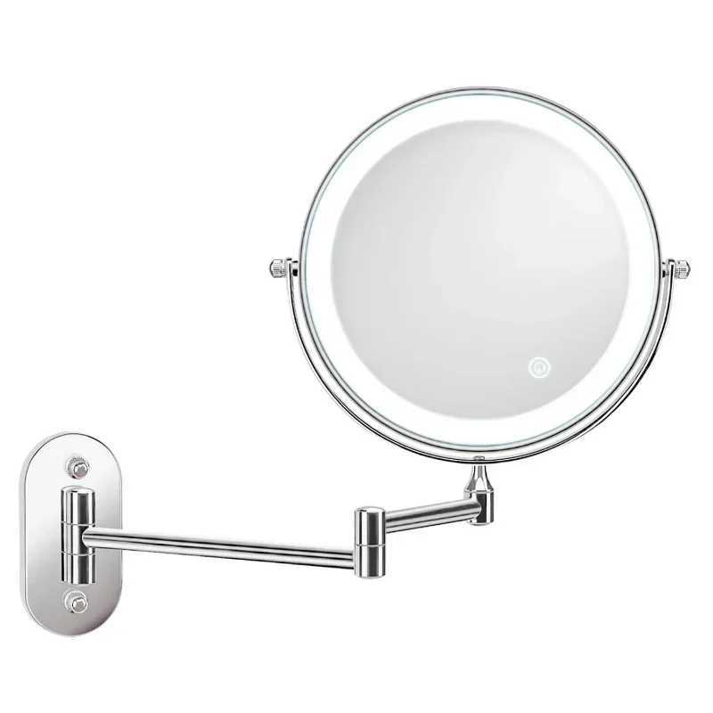 8 Inch Wall Mounted Bathroom Mirror Adjustable LED Makeup Mirror 10X Magnifying Touch Vanity Cosmetic Mirrors with Light Y240819