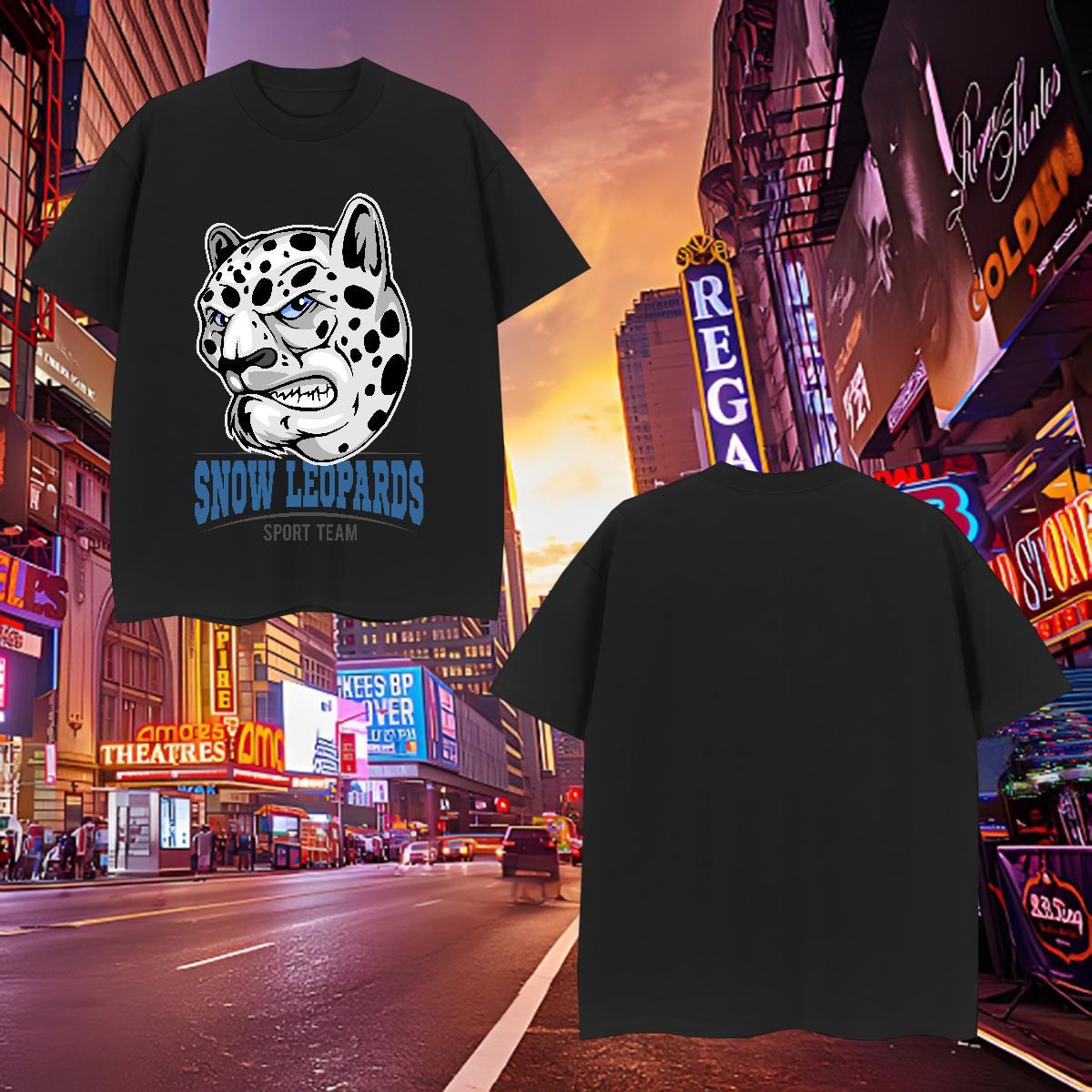 Loose T-Shirts leopard Breathable Short Sleeve Casual Beach Skull 230g Pure Cotton Men Tshirts DIY Customized Tops Shirt
