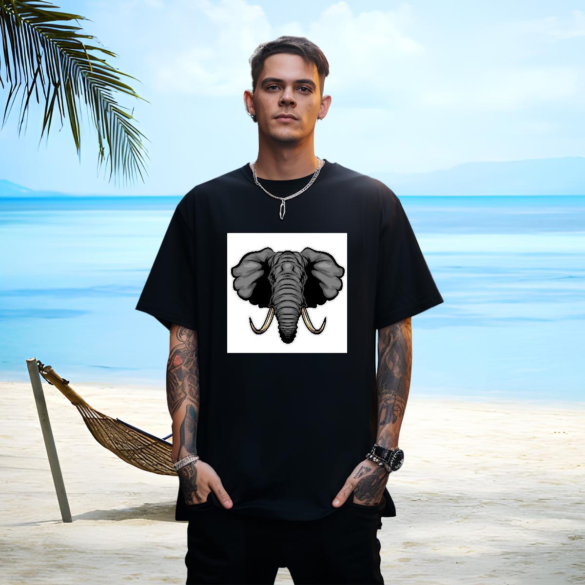 Unisex Mens T Shirts elephant Breathable Beach Customized Print 230g 100% Cotton Men Tees Stylist Tshirts