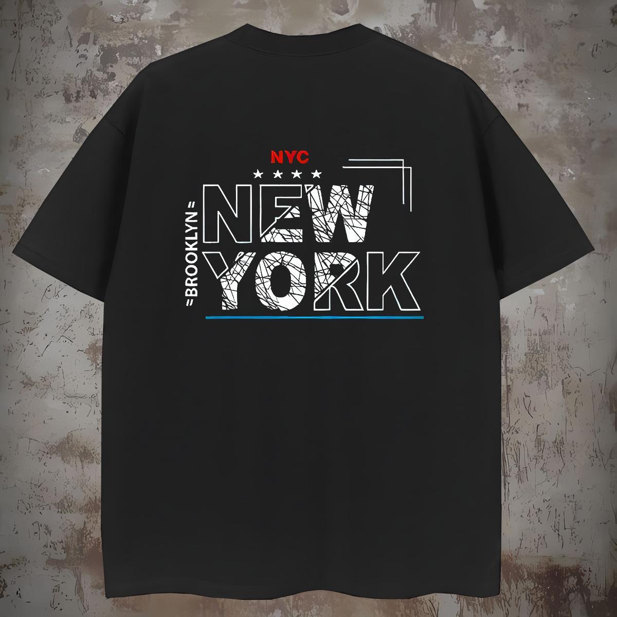 Loose New York T-Shirts for Men Home Outdoor Couples T Shirts 230g Pure Cotton Classic Casual O-Neck Short Sleeve Cartoon Printing L-4XL Tshirts