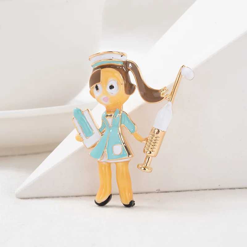 Cute enamel nurse shaped pin womens brooch fashionable jewelry medical doctor nurse student gift lapel brooch badge gift W240815