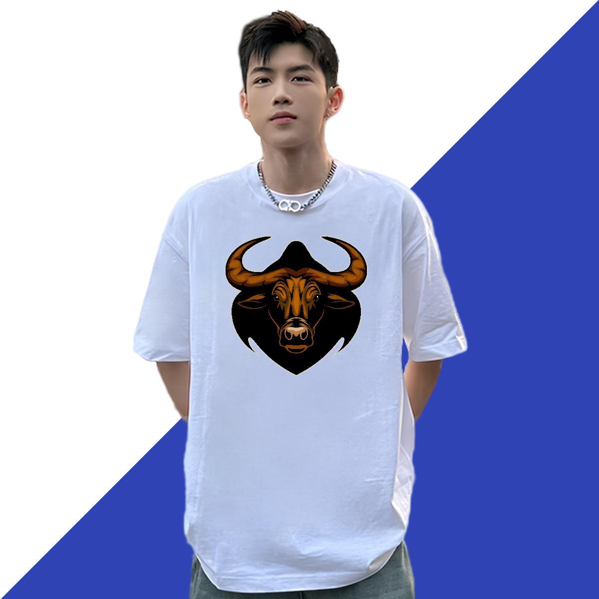 Fashion Tshirts bull Casual 230g 100% Cotton Top Tees Breathable Soft Comfortable Mens T Shirts Custom Big Size