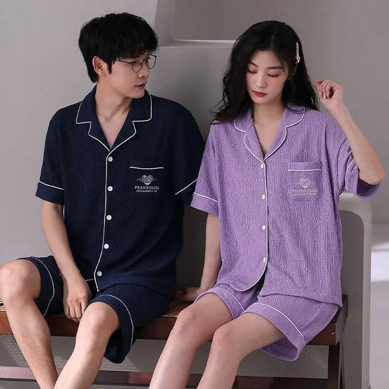 Summer Couple Cotton Pajama Set Womens Short sleeved Pajama Cartoon Home Clothing Korean Couple Home Clothing W241221
