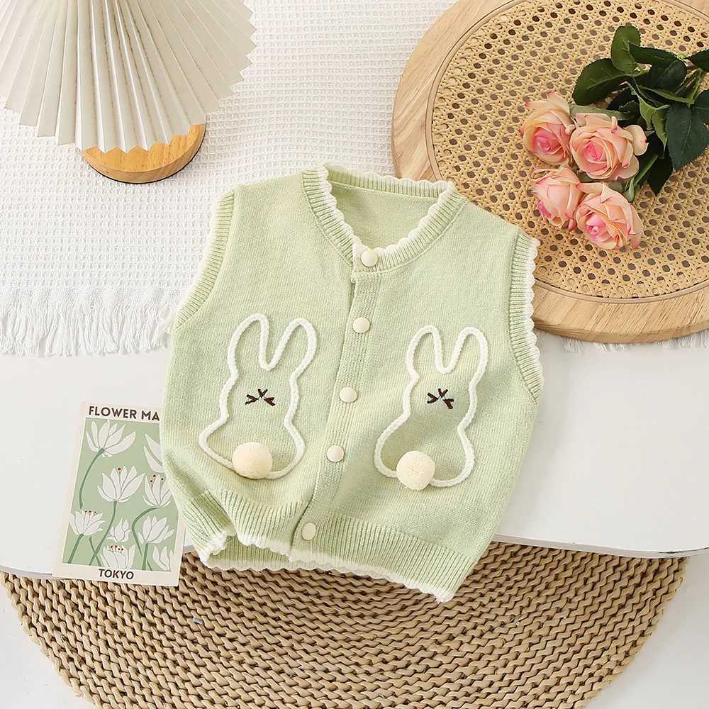 Girls Knitted Vest Spring Autumn 2024 Children Woolen Jersey Sweaters Coats For Baby Outerwear Clothes Kids Tops Cute Costume 5YXJ240819