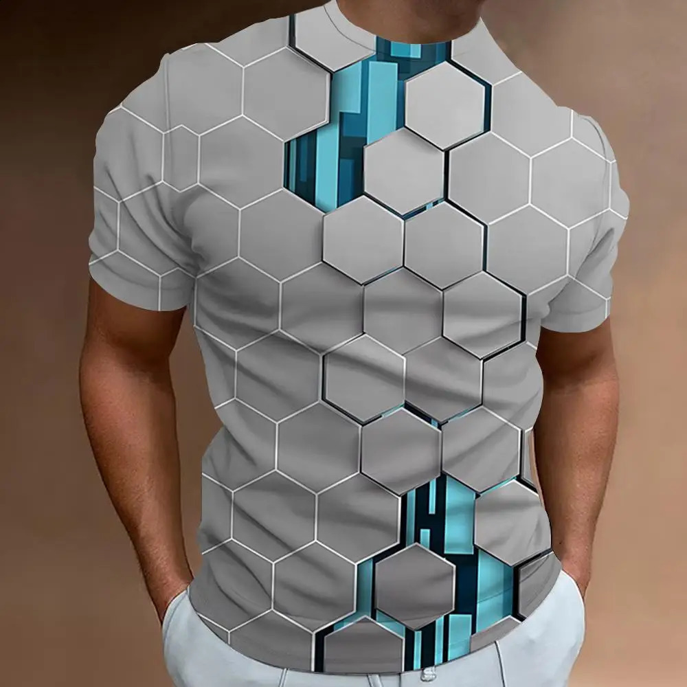 3d Broken Rock Print Mens TShirt Summer Casual Short Sleeved Top Fashion Sports Shirt Loose Oversized Tees For Men 2024 240820