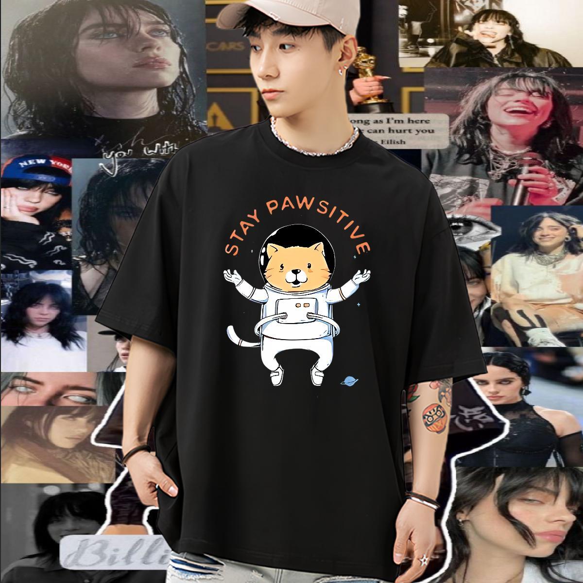 2024 Men Clothes T-Shirt cat Sport 230g Cotton Top Tees Breathable Crew Neck Popular T shirt Custom Printed