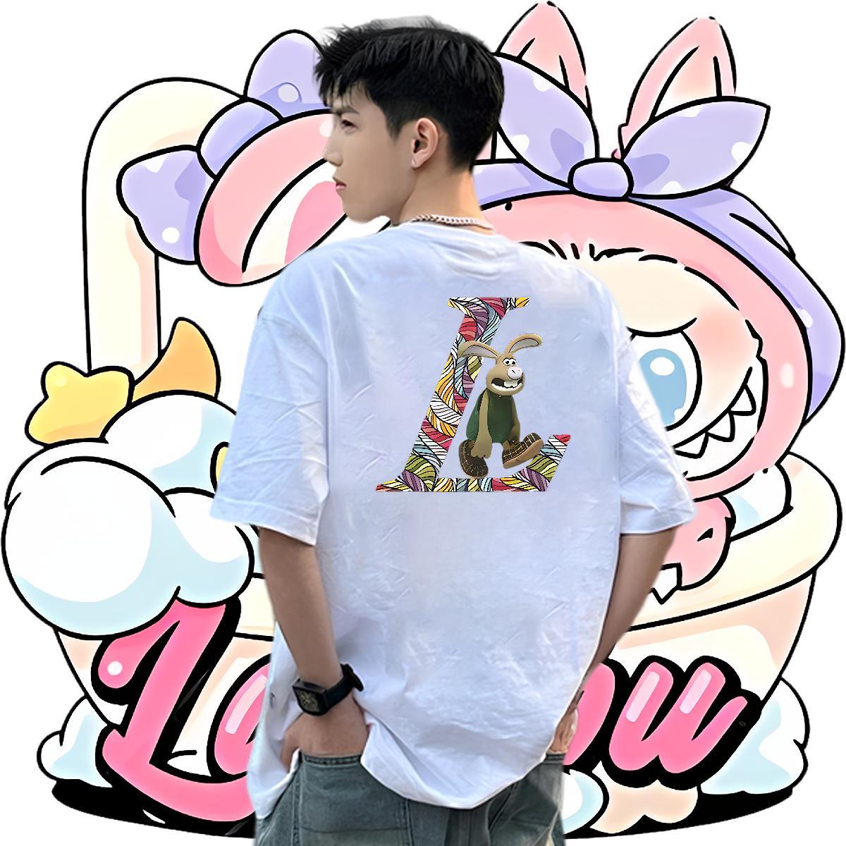 Designer Fashion Men Clothes T-Shirt rabbit Street wear Hip Hop 230g Pure Cotton Tee Shirt O Neck Short Sleeves High Quality T Shirts Men Oversized 3X