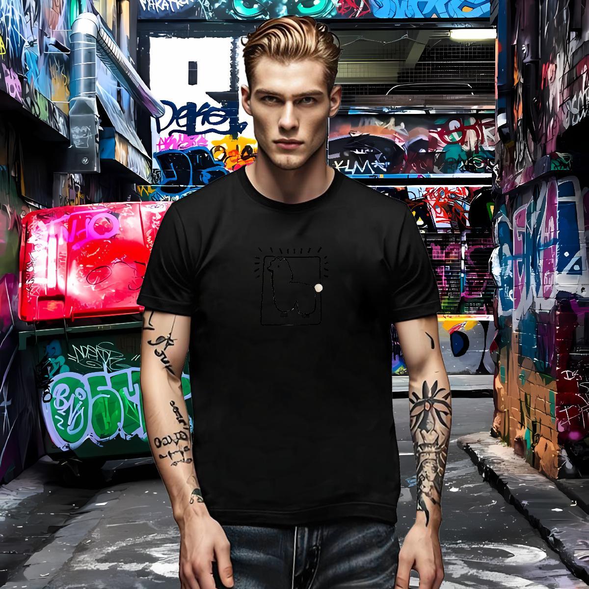 Classic Men Tees sheep Daily Outfit 230g 100% Cotton Top Tees Breathable Short Sleeve TOP Quality Men T Shirts Cartoon Printing L-4XL