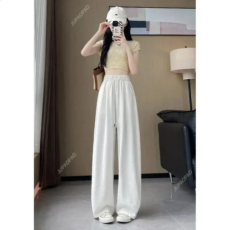 Korean Fresh Drape Effect High Waist Trouser Fashion Female Summer Baggy Wide Leg Pants Street Classic Women Sweatpants Y2k Z260314
